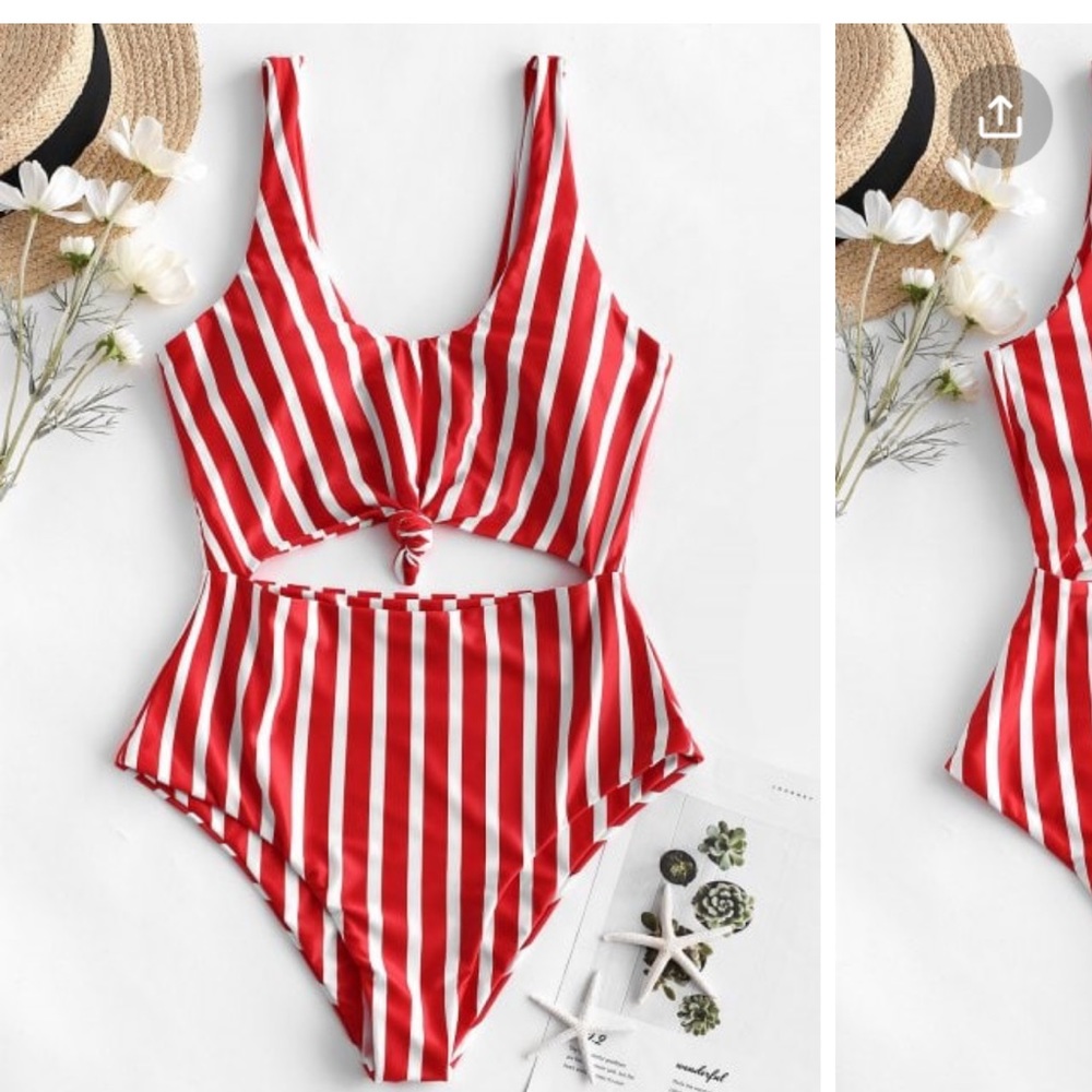 New with tags striped knotted monokini swimsuit